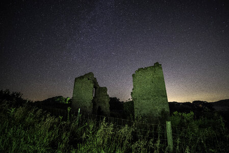 Night Stars in the Sky above Ruins House photo