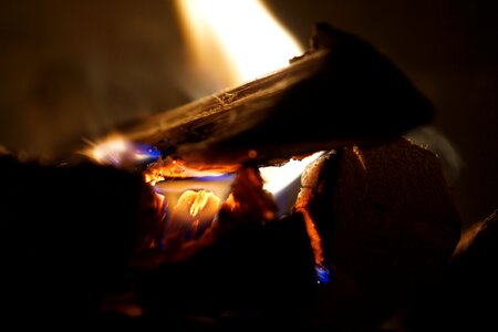 Flame wood fireplace photo