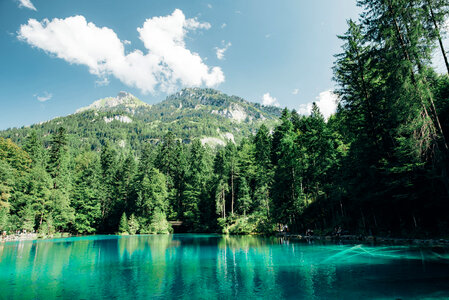 Lake, Forest, Mountains & Clouds photo