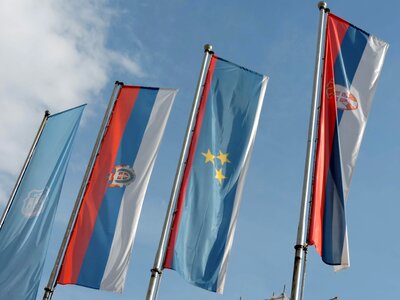 Blue Sky Serbia emblem photo