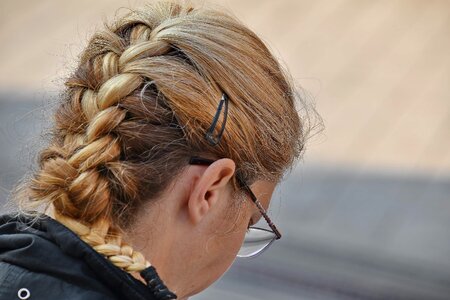 Blonde Hair ear eyeglasses photo