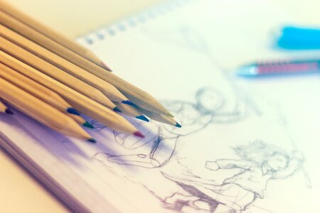 Coloured Pencils Sketch Art photo