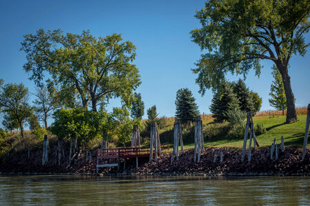 Old wooden pilings along Missouri River near Yankton, South Dakota-1