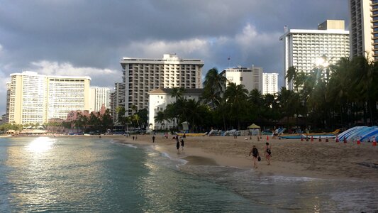 Honolulu, Hawaii. Waikiki beach and Honolulu's skyline