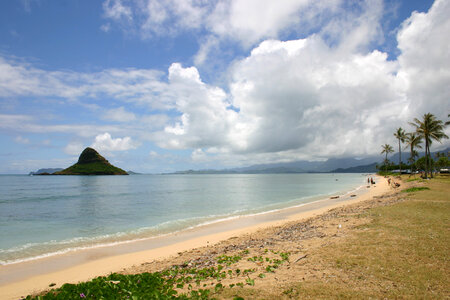 Hawaii sky, water, and beach landscape photo