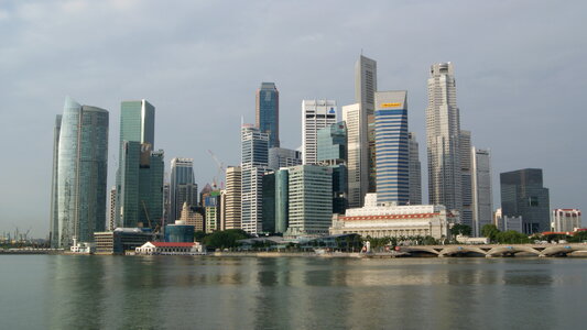 Singapore skyline of business district and Marina Bay in day