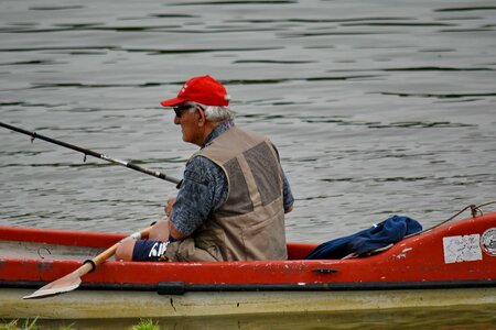 Elderly fishing boat fishing gear photo