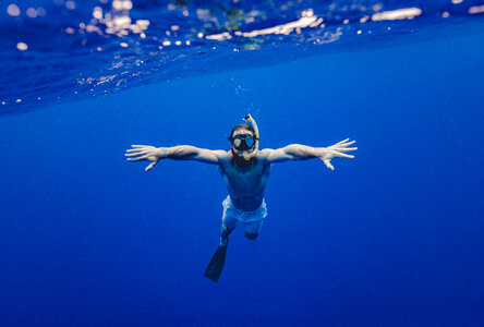 Man Snorkeling in Clear Water photo