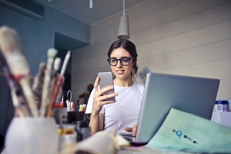 Woman Artist Paint Laptop photo