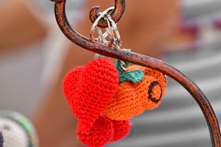 Handmade hearts knitting photo