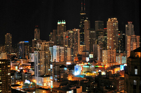 Chicago Skyline at Night in Illinois photo