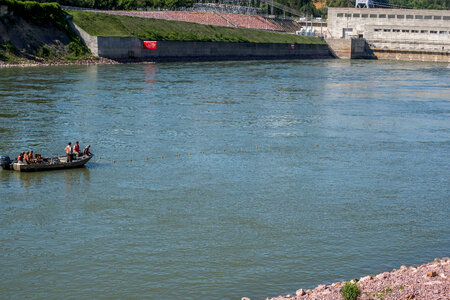 Fisheries crew netting paddlefish-1 photo