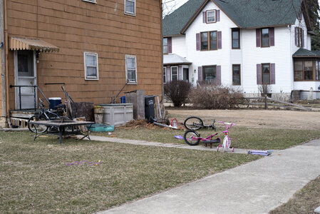 Backyard with bicycles