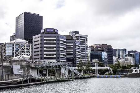 Waterfront cityscape of Wellington, New Zealand photo