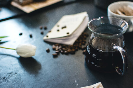 Freshly brewed black coffee photo