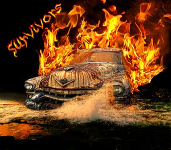 Waves fire flames