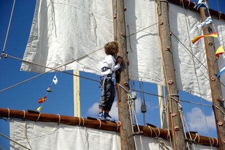 Flags climbing boy
