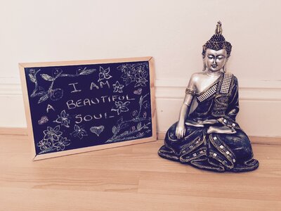 Spiritual buddhism meditating photo