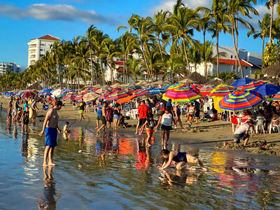 Unidentified people on the beach photo