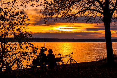 Lake sun sky
