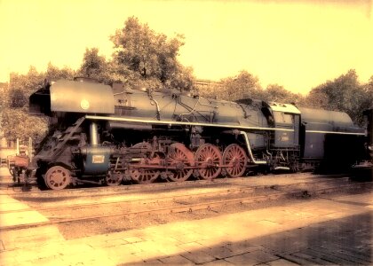 Old steam locomotive rail photo