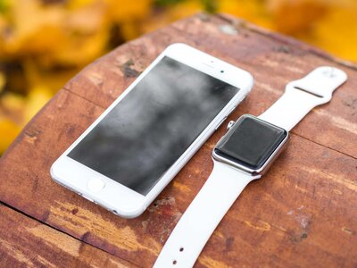 Mobile Phone wood wristwatch photo