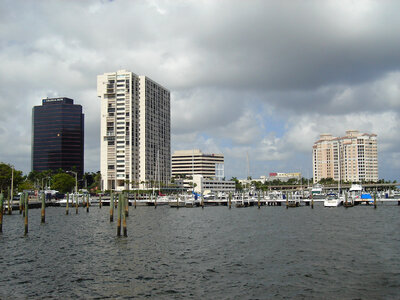 Flagler Drive and Skyline in West Palm Beach, Florida photo
