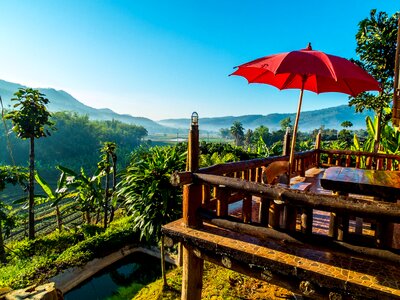 North thailand morning sun mountain landscape