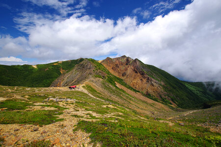 Mt. Asahi-dake landscape under clouds