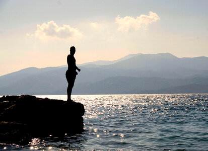 Person standing by the Seaside in Albania photo