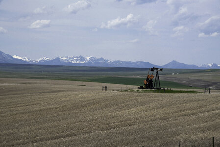 Farm Machinery with mountains in the background in Montana