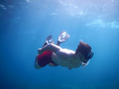 Man Swimming Underwater photo