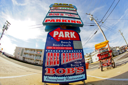 Fisheye photo Parking Lot Sign in City in Atlantic City, New Jersey photo