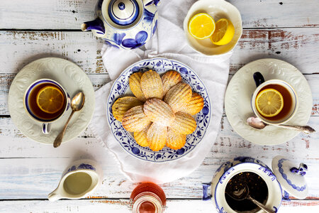 Tea time with Madeleine biscuits photo