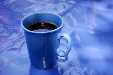 Cup tablecloth blue photo
