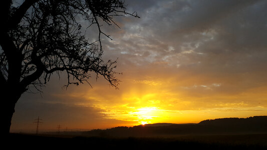 Orange Sunset over the Horizon photo