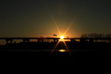 Bridge twilight sunbeams