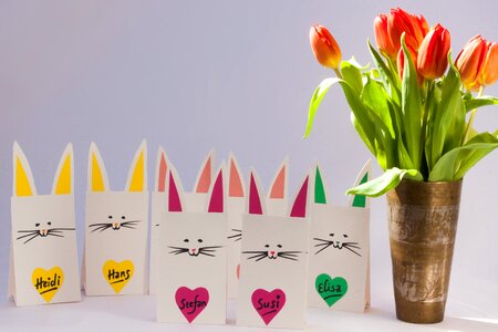 Paper bunny stand table decoration