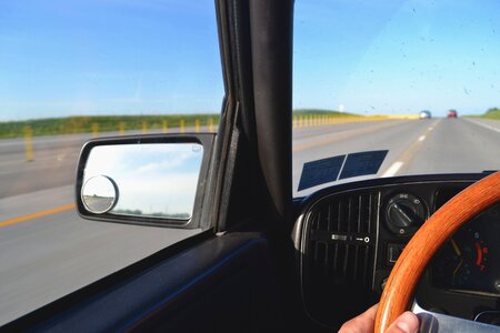 Dashboard windshield highway photo