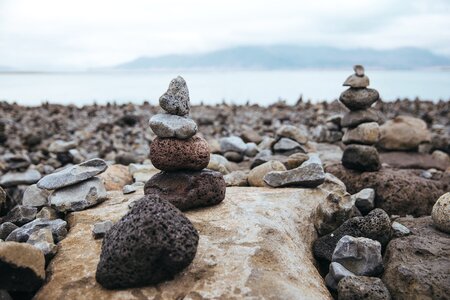 Stone Sculptures On Beach photo