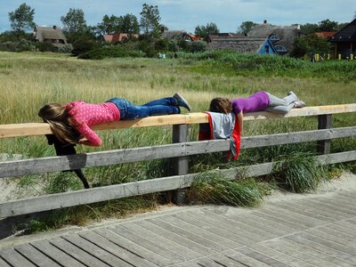 Lazing around beach promenade photo