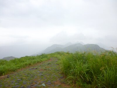 Hilly peaks misty