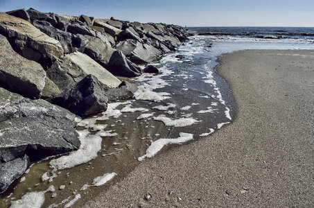 Rocks on the coast in Atlantic City, New Jersey photo