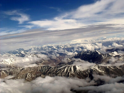 Top of the Himalayan Mountains from India photo