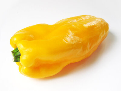 ripe yellow pepper isolated on white background photo