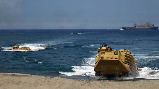 Amphibious Assault Vehicles land ashore photo