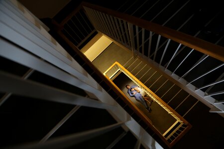 Girlfriend laying staircase photo