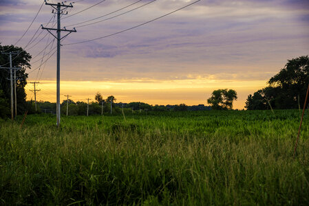 Power Lines and Dusk Landscape at Sugar River State Trail photo