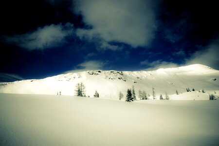 Hiking snow mountain view photo