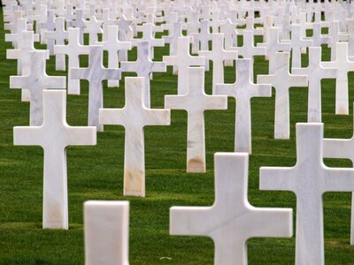 Omaha beach mourning france photo